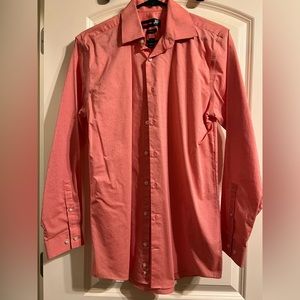 JF J. Ferrar Dress Shirt Salmon with Texture Slim Fit Size Medium NWOT